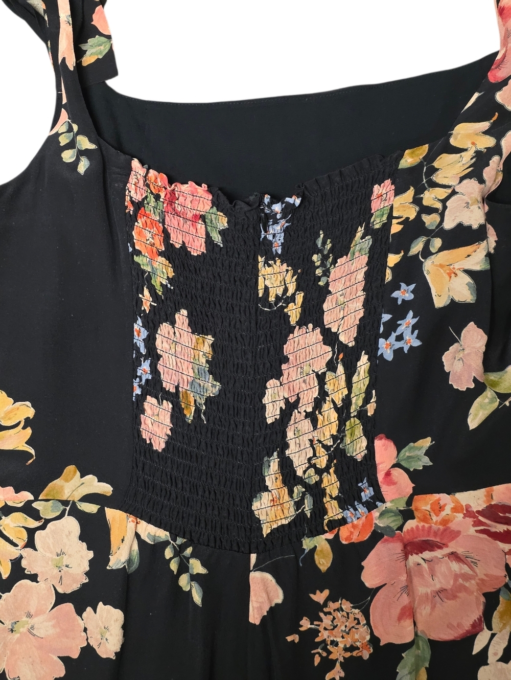 Sézane Dorotha Dress in Calvi Floral Black Pink Midi 100% Silk– Size EU 44/12 US - Picture 9 of 14